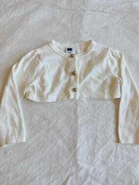 Janie and Jack Cream Cropped Cardigan with Gold Buttons